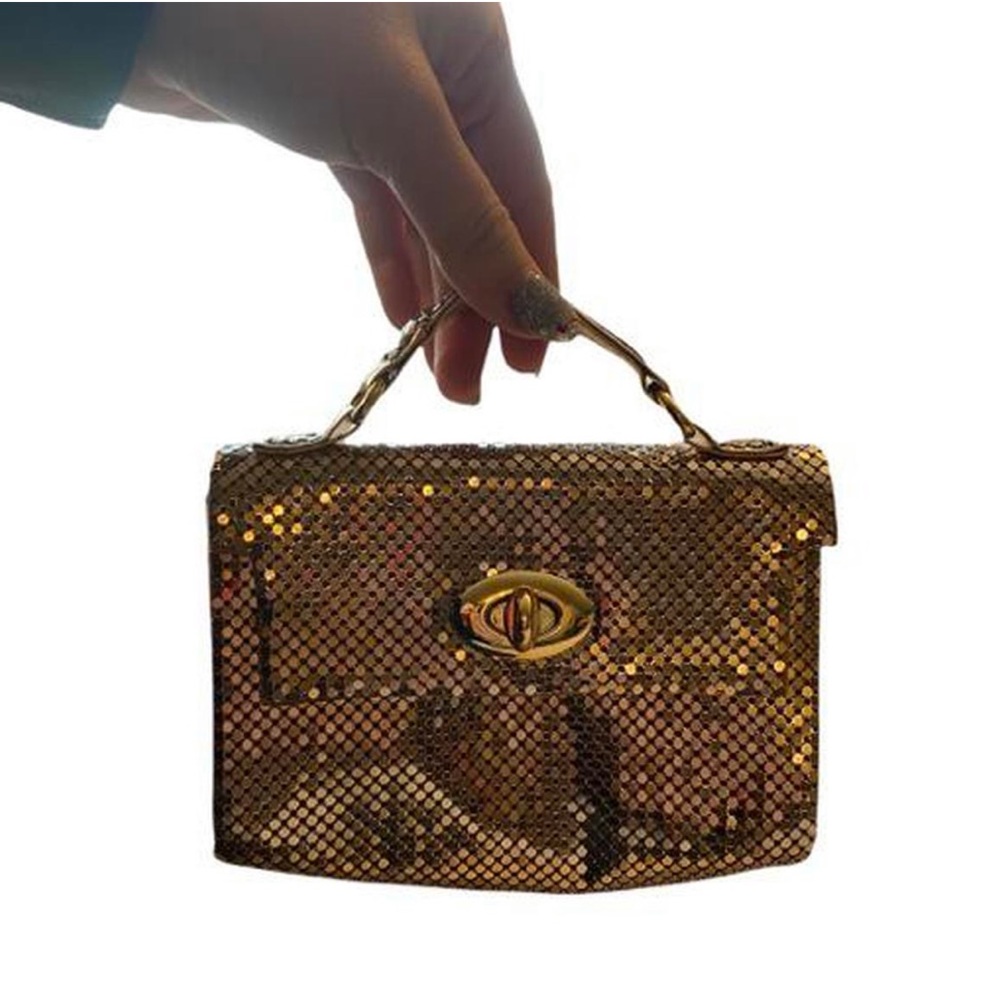 Vintage mini Whiling & Davis purse or clutch. Gold chain mail mesh